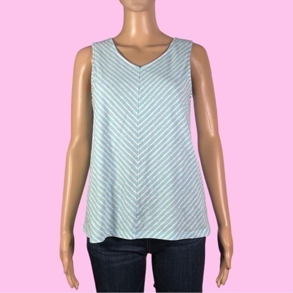 Talbots Petites Striped Linen Blend Sleeveless Top Size Petite Medium - "Lorrie"